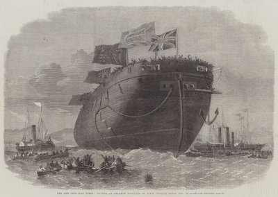Uusi rautapukuinen laivasto, laukaisu Chathamin telakalla HMS Fregate Royal Oak, 50 tykkiä tekijältä Edwin Weedon