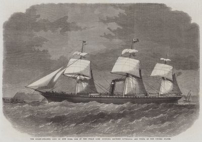 New Yorkin Screw-Steamer City, yksi Liverpoolin ja Yhdysvaltojen satamien välillä kulkevista Inman-linjasta tekijältä Edwin Weedon