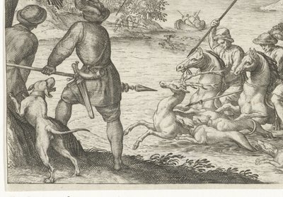 Jokimaisema peuranmetsästyksellä Metsästyskohtaukset (sarjan nimi) Icones Venantum Species Varias Representantes (sarjan nimi) tekijältä Egbert Jansz.