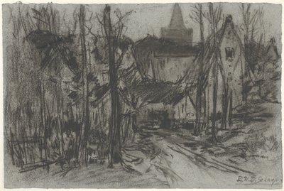Näkymä kylään puiden läpi tekijältä Egbert Rubertus Derk Schaap