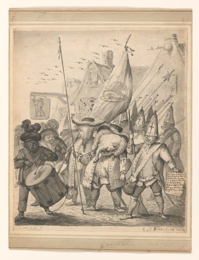Dieren satiiri tekijältä Egbert van Heemskerck (II) (signed by artist)
