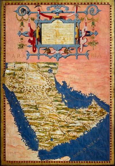 Egnazio Dantin (1536-1586) tekemä Arabian kartta n. 1567 Kaappien maalaus maantieteellisten karttojen huoneessa. Palazzo Vecchio, Sala del Mappamondo Firenze tekijältä Egnazio Danti