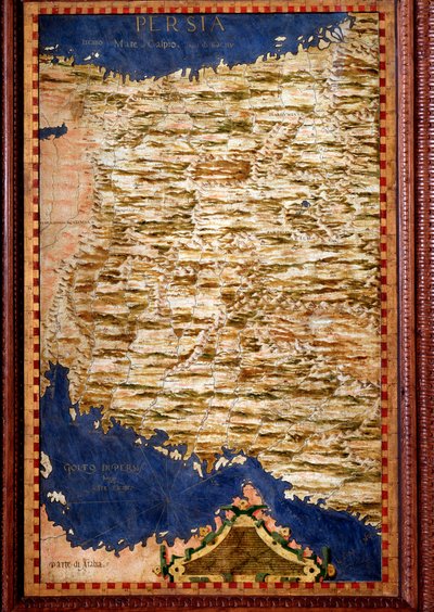 Persia (Iran) Kartan teki Egnazio Danti (1536-1586) matemaatikko, kosmografi ja italialainen arkkitehti. Noin 1567. Firenze, Palazzo Vecchio, Sala del Mappamondo tekijältä Egnazio Danti