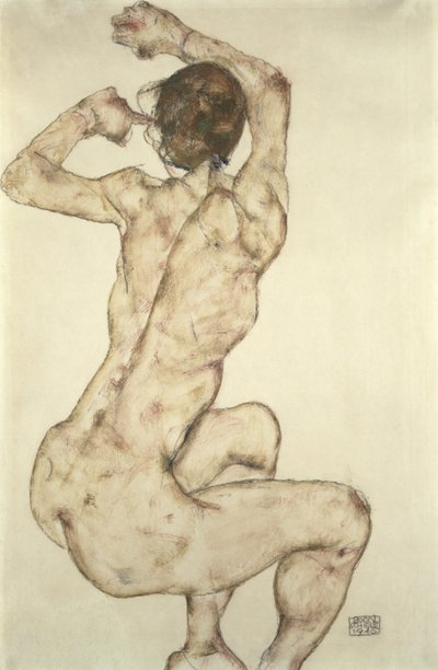 Hiipivä alaston, 1915 tekijältä Egon Schiele