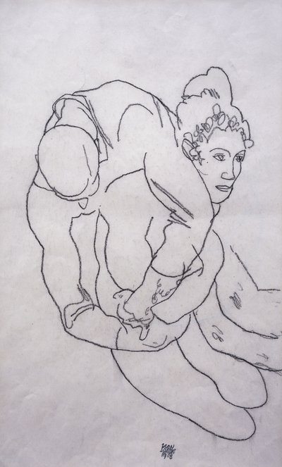 Olla syleilty; Umarmende, 1918 tekijältä Egon Schiele