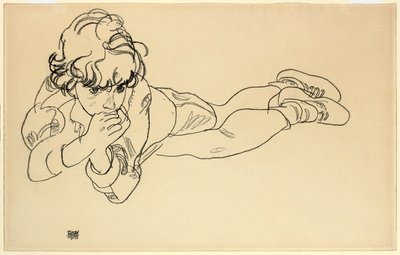 Poika makaa vatsallaan, 1918 tekijältä Egon Schiele