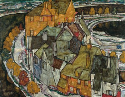 Crescent of Houses II Island Town, 1915 tekijältä Egon Schiele