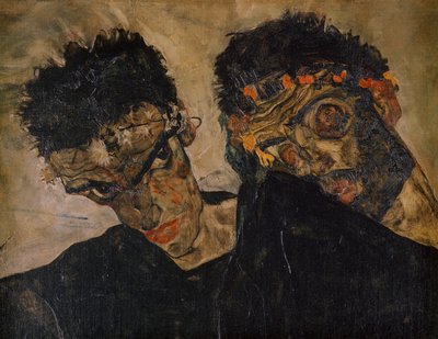 Die Eremiten (öljy kankaalle) tekijältä Egon Schiele