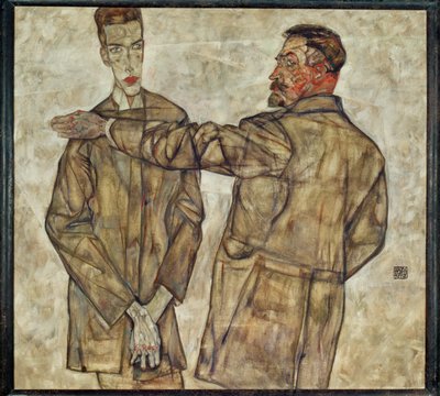 Kaksoismuotokuva keskuskomisario ... (maalaus kankaalle) tekijältä Egon Schiele