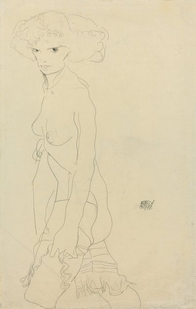 Nainen Nude; Madchenakt, 1911 tekijältä Egon Schiele