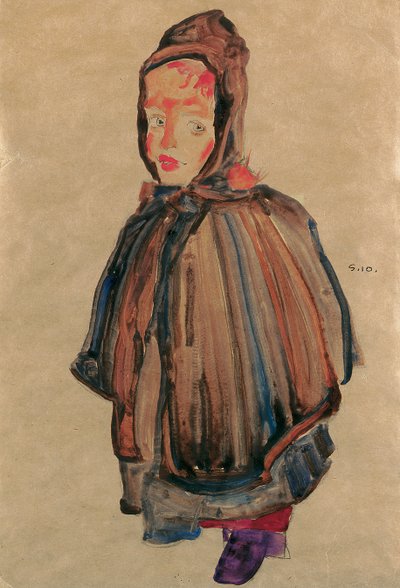 Tyttö hupulla, 1910 tekijältä Egon Schiele