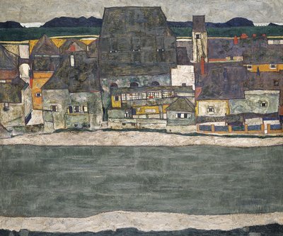 Taloja joen rannalla Vanhakaupunki, 1914 tekijältä Egon Schiele