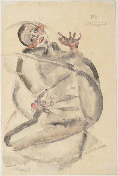Minä kestän mielelläni taiteen ja rakkaideni puolesta, 1912 tekijältä Egon Schiele