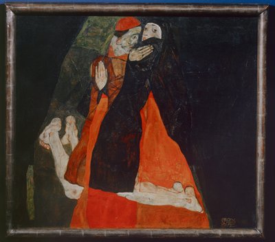 Kardinal und Nonne, Kardinaali ja nunna ... (öljy kankaalle) tekijältä Egon Schiele