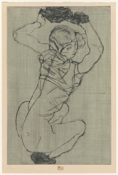 Kyyristynyt nainen tekijältä Egon Schiele