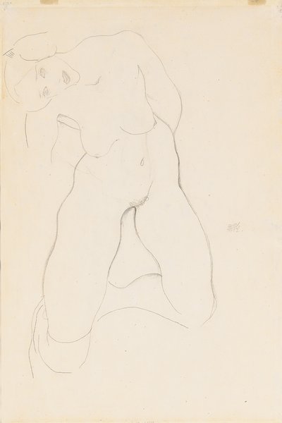 Polvistuva nainen, 1912 tekijältä Egon Schiele