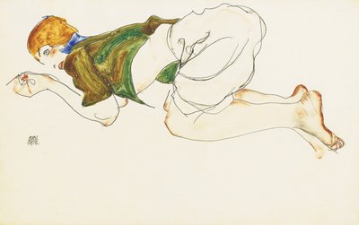 Polvistuva nainen, 1912 tekijältä Egon Schiele