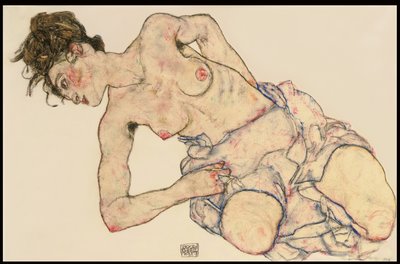 Kneider nainen puolialastona, 1917 tekijältä Egon Schiele