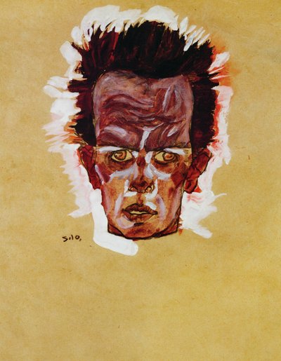 Kopf (guassi, vesiväri ja hiili) tekijältä Egon Schiele
