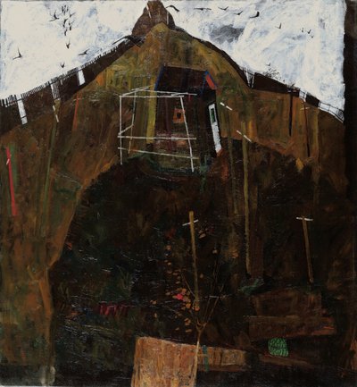 Maisema, jossa on korppi tekijältä Egon Schiele