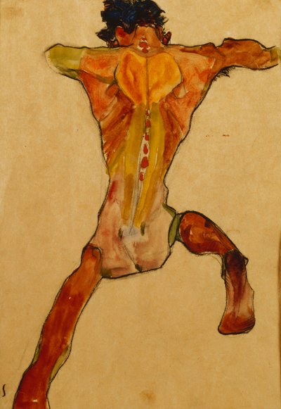 Mies alaston takaa katsottuna; Miesten alaston takaa, 1910 tekijältä Egon Schiele