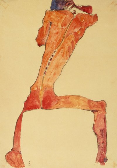 Mannerruckenhaut (kynä ja akvarelli) tekijältä Egon Schiele