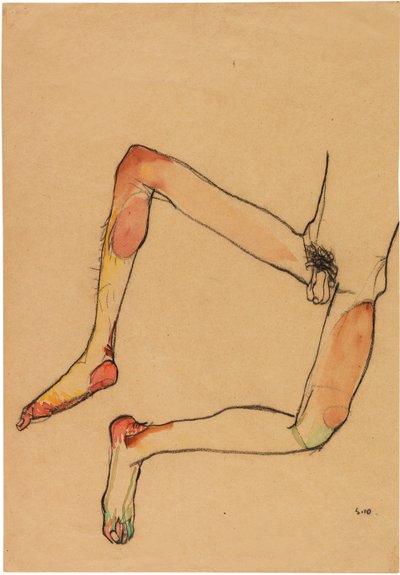 Alaston miehen vatsa, 1910. tekijältä Egon Schiele