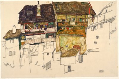Vanhat talot Krumaussa, 1914 tekijältä Egon Schiele