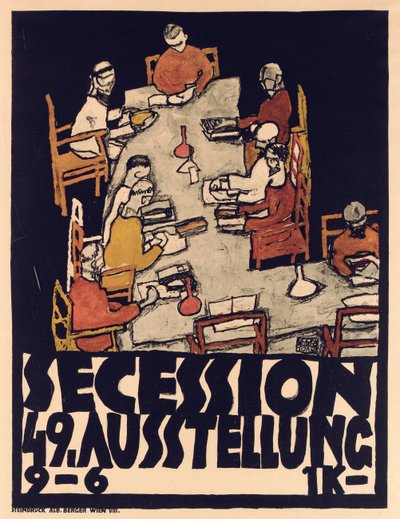 Julistemainonta Secession 49 -näyttely tekijältä Egon Schiele