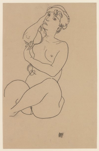 Makaava alastonkuva, 1917 tekijältä Egon Schiele
