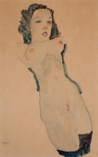 Makaava alaston mustat sukat tekijältä Egon Schiele