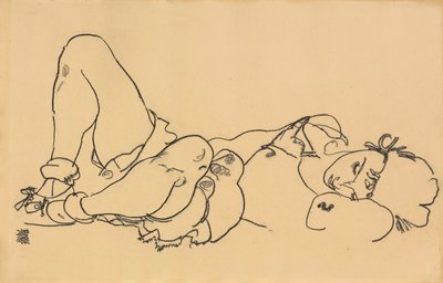 Makaava nainen; Valehtelee, 1918 tekijältä Egon Schiele