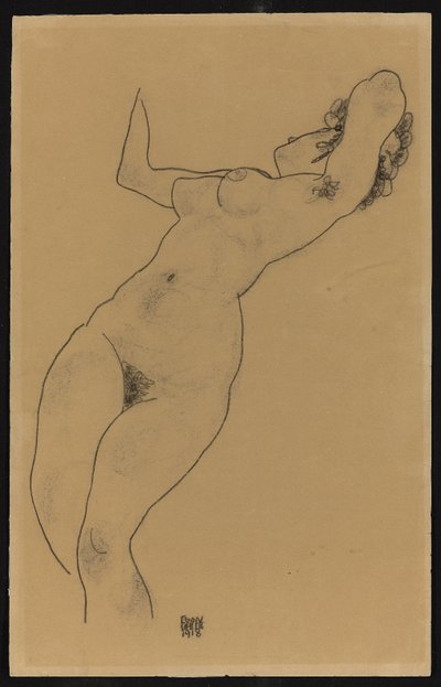 Makaava alaston, 1918 tekijältä Egon Schiele