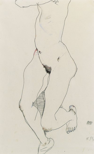 Juokseva nainen, 1913 tekijältä Egon Schiele
