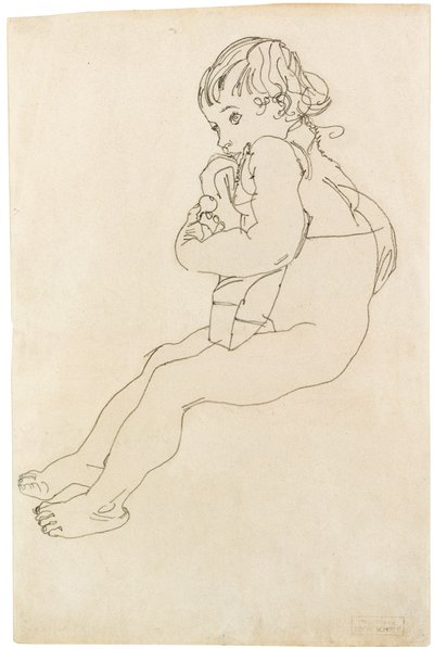 Istuva lapsi, 1916 tekijältä Egon Schiele