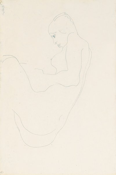 Istuva alaston, 1912 tekijältä Egon Schiele