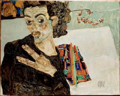 Omakuva sormet erillään. Egon Schielen maalaus tekijältä Egon Schiele