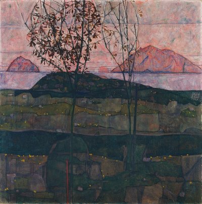 Laskeva aurinko, 1913 tekijältä Egon Schiele
