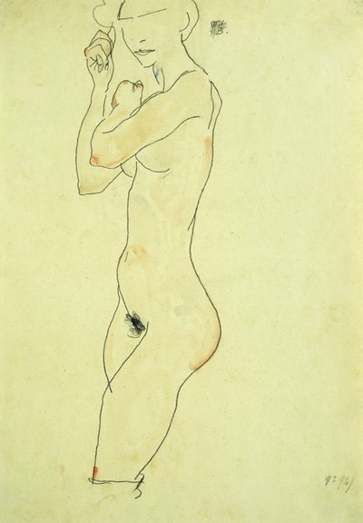 Pysyvä alaston; Seisova alastonkuva, 1913 tekijältä Egon Schiele