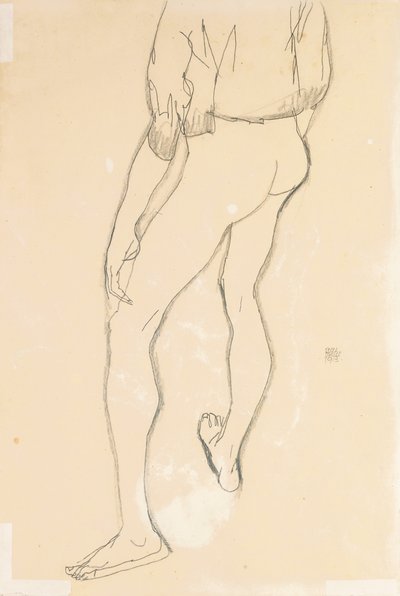 Seisova miesalasti, 1913 tekijältä Egon Schiele
