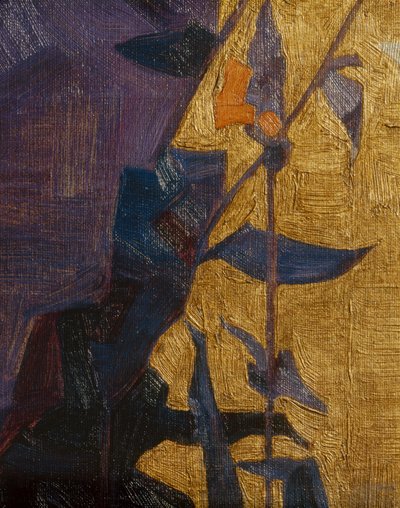Tyylitelty kukka koristeellista taustaa vasten ... (pronssi) tekijältä Egon Schiele