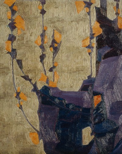 Tyylitelty kukka koristeellista taustaa vasten ... (pronssi) tekijältä Egon Schiele