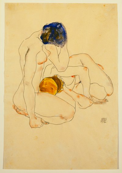 Kaksi ystävää, 1912 tekijältä Egon Schiele