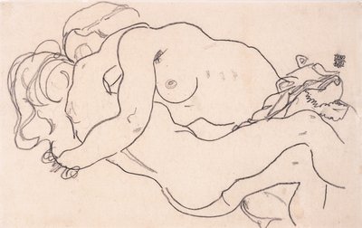 Kaksi syleilevää naislakia, 1918 tekijältä Egon Schiele