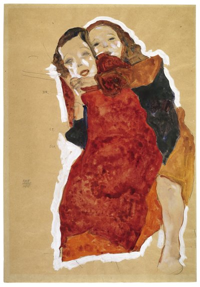 Kaksi tyttöä par Schiele, Egon (1890-1918) tekijältä Egon Schiele