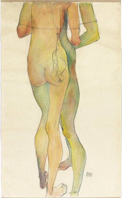 Kaksi seisovaa alastomaa tekijältä Egon Schiele