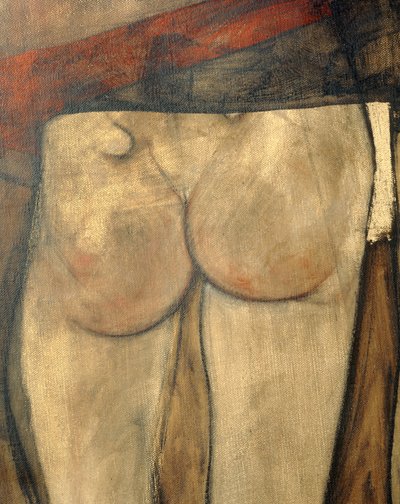 Naisen alastonkuva olkahuivin kanssa, katkelma ... (öljy kankaalle) tekijältä Egon Schiele