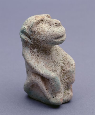 Paviaanipatsas, Hierakonpolisin temppelistä, pääesiintymästä, varhaisdynastinen kausi, 1.-2. dynastia (lasitettu fajanssi) (ks. myös 113908). tekijältä Egyptian