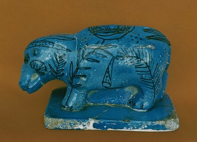 Sininen virtahepo mustalla koristelulla, Dra Aboul Naga, Middle Kingdom (fajanssi) tekijältä Egyptian 11th Dynasty