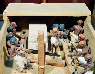 Puusepänpajan hautausmalli Meketren haudasta, Aatelisten laaksosta, Keski-Britanniasta, noin 2000 eKr. (maalattu puu) tekijältä Egyptian 11th Dynasty